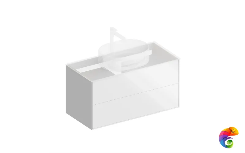 PLB.M.100.2/WHT.V Тумба PLAZA Modern подвесная 100, 2 ящика, белая глянцевая