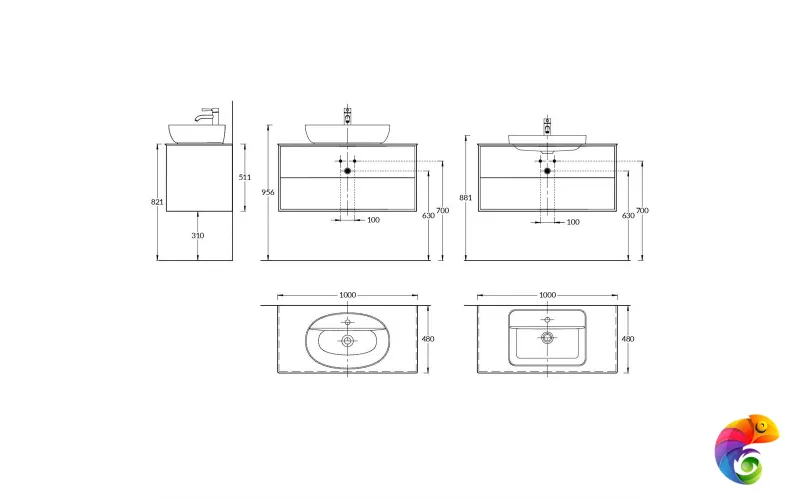 PLB.M.100.2/WHT.V Тумба PLAZA Modern подвесная 100, 2 ящика, белая глянцевая