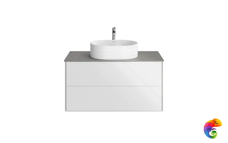 PLB.M.100.2/WHT.V Тумба PLAZA Modern подвесная 100, 2 ящика, белая глянцевая