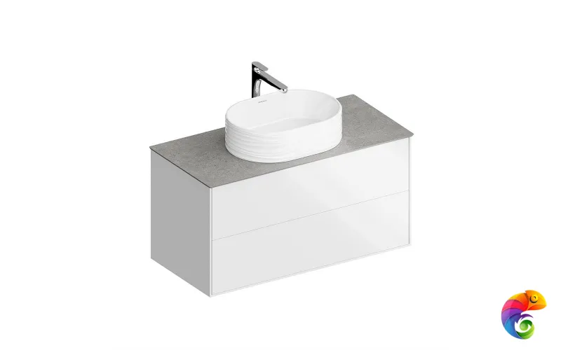 PLB.M.100.2/WHT.V Тумба PLAZA Modern подвесная 100, 2 ящика, белая глянцевая