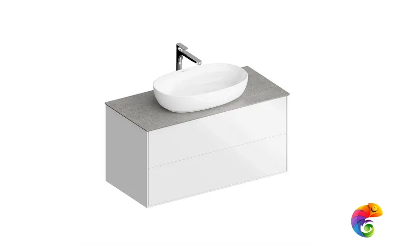 PLB.M.100.2/WHT.V Тумба PLAZA Modern подвесная 100, 2 ящика, белая глянцевая