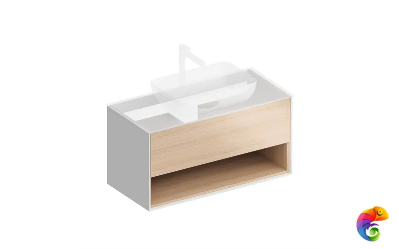 PLB.M.100.1/OAK.V Тумба PLAZA Modern подвесная 100 дуб виченца 1 ящик + полка