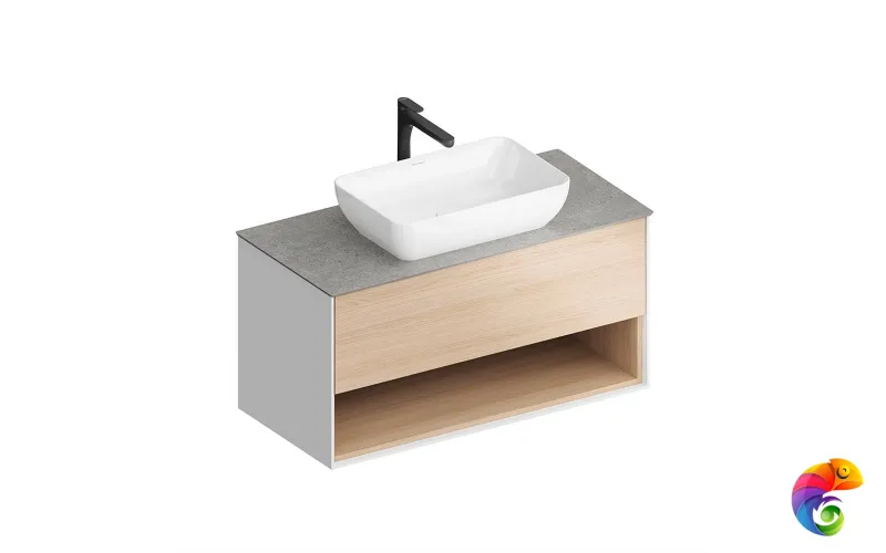 PLB.M.100.1/OAK.V Тумба PLAZA Modern подвесная 100 дуб виченца 1 ящик + полка