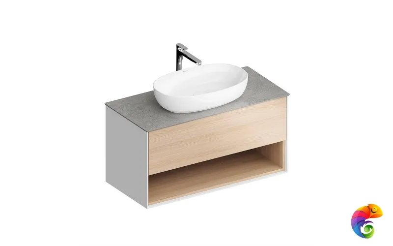 PLB.M.100.1/OAK.V Тумба PLAZA Modern подвесная 100 дуб виченца 1 ящик + полка