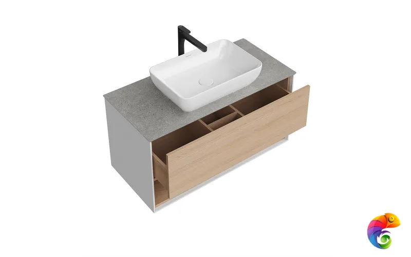 PLB.M.100.1/OAK.V Тумба PLAZA Modern подвесная 100 дуб виченца 1 ящик + полка