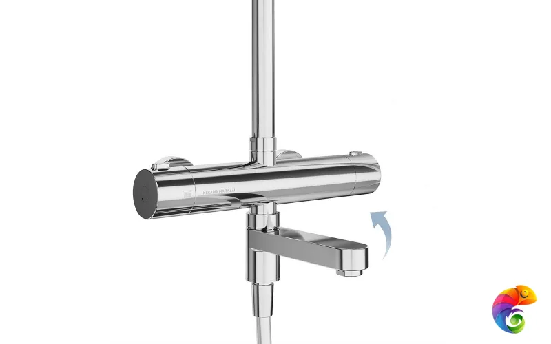 FO.302.KM.CR Душевая колонна FONTE на 3 потока с пов.изливом с термостатическим смесителем, хром