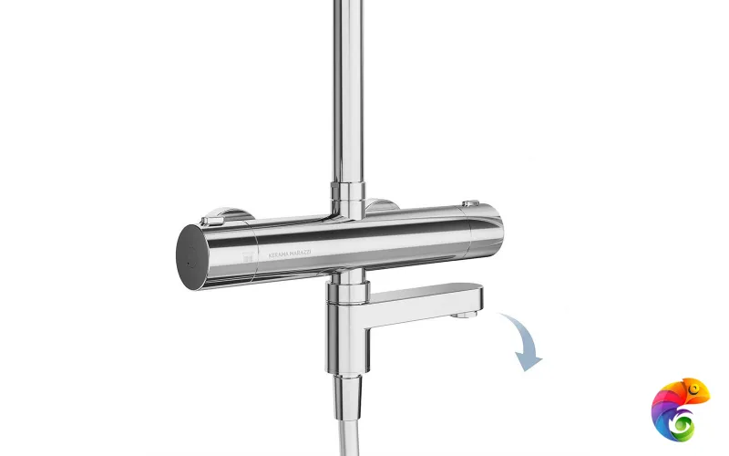 FO.302.KM.CR Душевая колонна FONTE на 3 потока с пов.изливом с термостатическим смесителем, хром