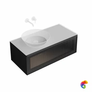 IC.100.1/BLK Тумба ICONICO подвесная 100 с рифленым стеклом, 1 ящик, черная