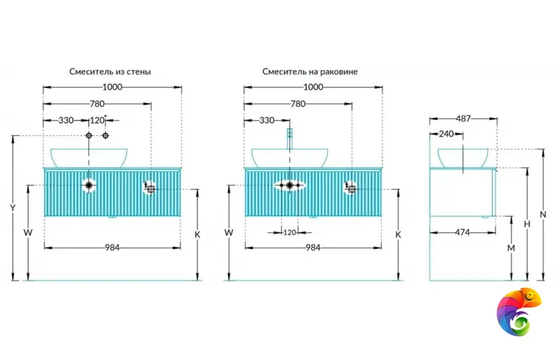 IC.100.1/BLK Тумба ICONICO подвесная 100 с рифленым стеклом, 1 ящик, черная