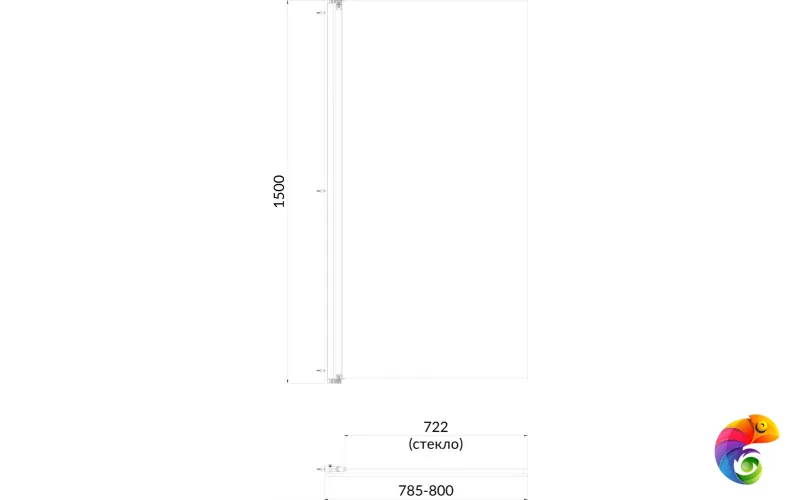 VE.80.BSD.CR Шторка на ванну VETRO, распашная, 80х150, хром