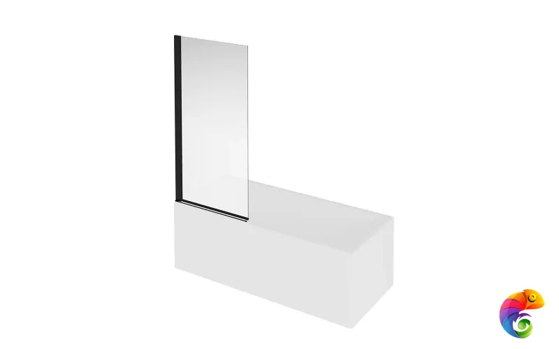 VE.80.BSD.BLK.M Шторка на ванну VETRO, раздвижная, распашная 80х150, матовый черный