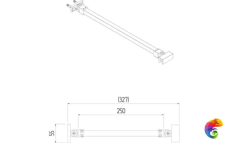 VE.FB250.BSD.BLK.M Фиксатор для стеклянной шторки VETRO, 25 см, матовый черный
