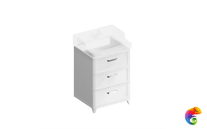 PO.M.60.3/WHT Тумба POMPEI напольная с 3 ящиками 60, белая глянцевая