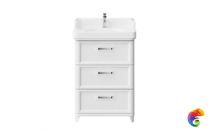 PO.M.60.3/WHT Тумба POMPEI напольная с 3 ящиками 60, белая глянцевая