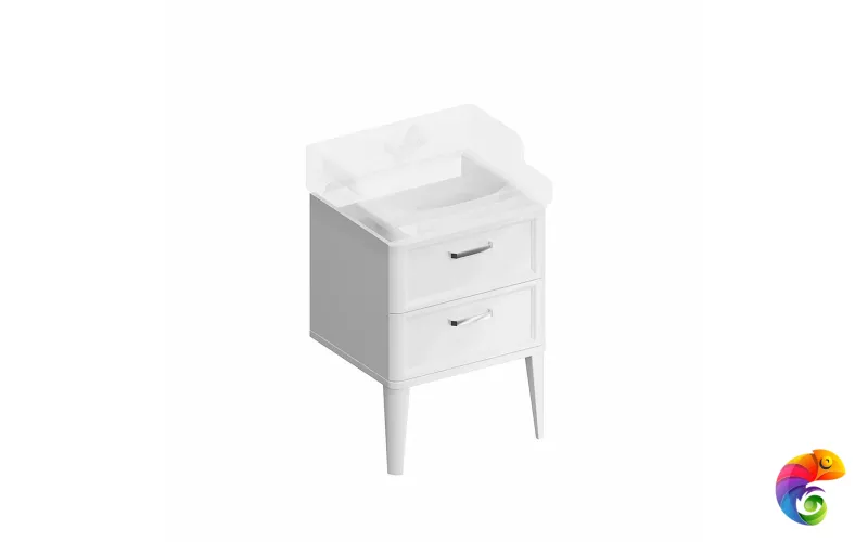 PO.M.60.2/WHT Тумба POMPEI напольная с 2 ящиками 60, белая глянцевая