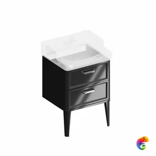 PO.M.60.2/BLK Тумба POMPEI напольная с 2 ящиками 60, черная глянцевая