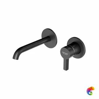 71028KM.01.093 Смеситель для раковины LINEA однорычажный, настенный c внутр.частью, черный матовый