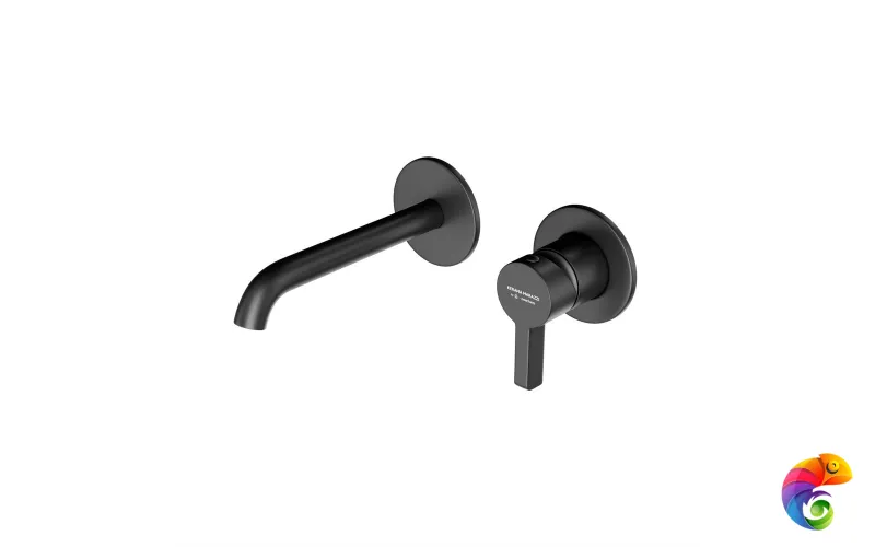 71028KM.01.093 Смеситель для раковины Linea/Линеа/Линеа однорычажный, настенный c внутр.частью, черный матовый