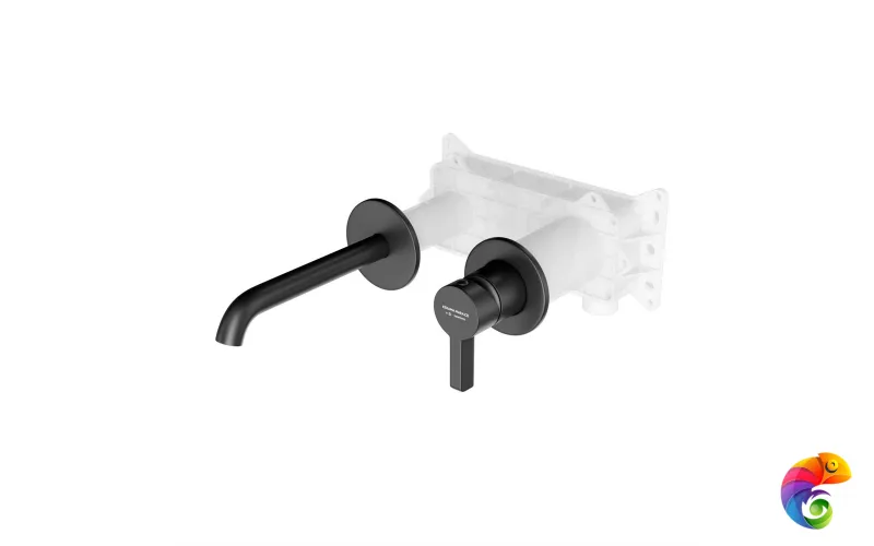 71028KM.01.093 Смеситель для раковины Linea/Линеа/Линеа однорычажный, настенный c внутр.частью, черный матовый