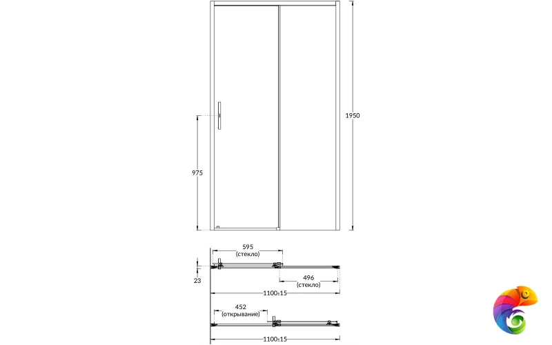 VE.110.SD.BLK.M Душевая дверь VETRO, раздвижная, 110х195, матовый черный
