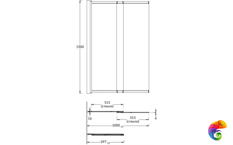 VE.100.BSD.BLK.M Шторка на ванну VETRO, раздвижная, 100х150, матовый черный