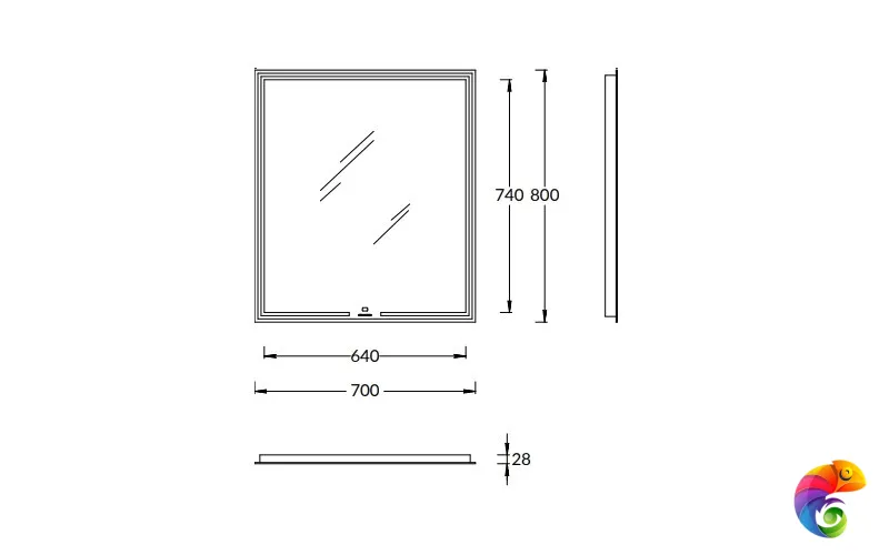 MIO.mi.70\WHT Зеркало MIO прямоугольное с диммером 70, белое