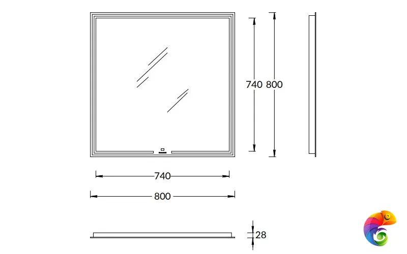 MIO.mi.80\WHT Зеркало MIO прямоугольное с диммером 80, белое