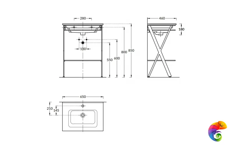 PIA.N.65\BLK Металлическая структура PIANO Next напольная 65, черная матовая