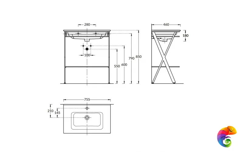 PIA.N.75\BLK Металлическая структура PIANO Next напольная 75, черная матовая
