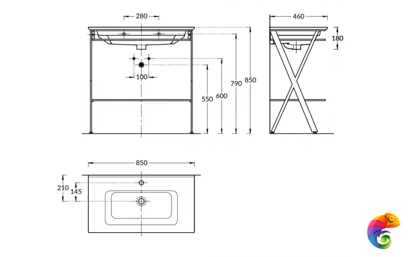 PIA.N.85\BLK Металлическая структура PIANO Next напольная 85, черная матовая