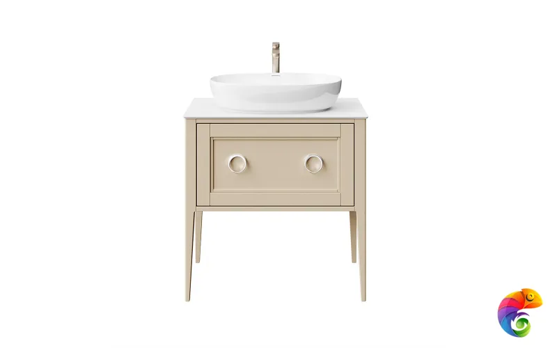 PL.CN.80.1+1\CAP.M Тумба PLAZA Classic NEO напольная 1+1 ящик 80, капучино матовый