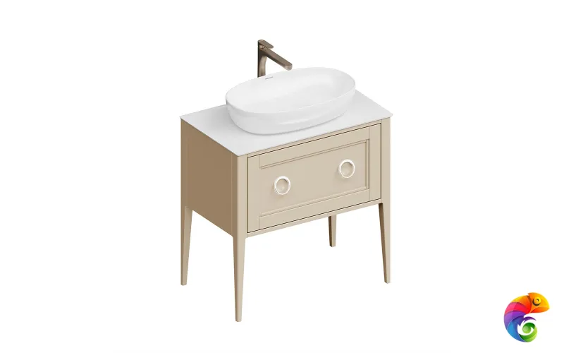 PL.CN.80.1+1\CAP.M Тумба PLAZA Classic NEO напольная 1+1 ящик 80, капучино матовый