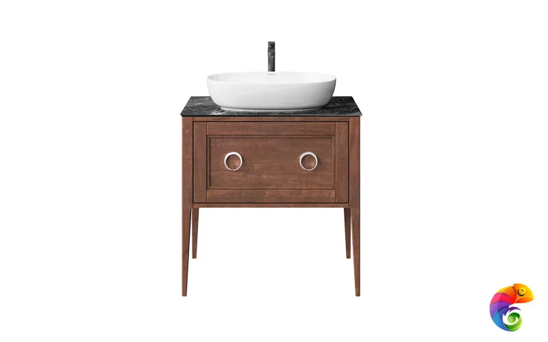 PL.CN.80.1+1\NUT.M Тумба PLAZA Classic NEO напольная 1+1 ящик 80, орех матовый