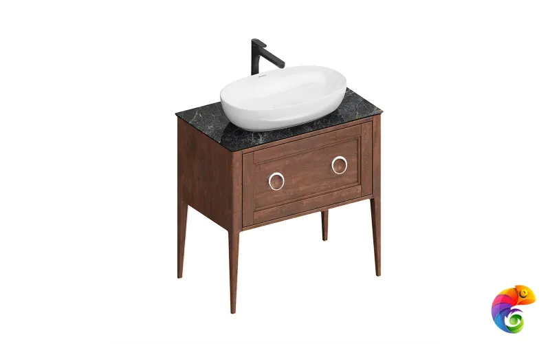 PL.CN.80.1+1\NUT.M Тумба PLAZA Classic NEO напольная 1+1 ящик 80, орех матовый