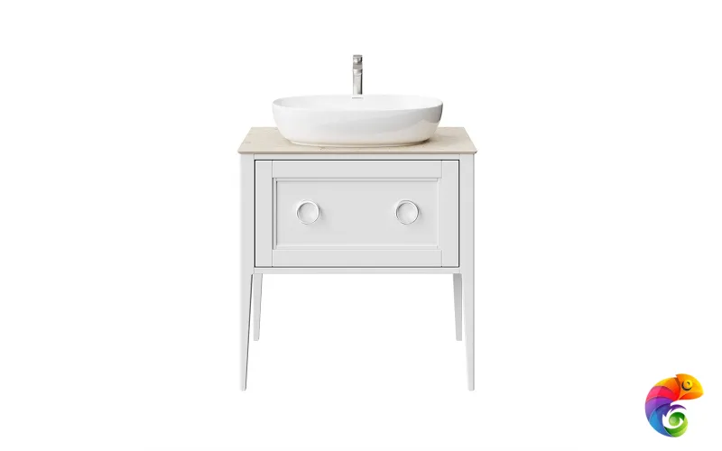 PL.CN.80.1+1\WHT.M Тумба PLAZA Classic NEO напольная 1+1 ящик 80, белая матовая