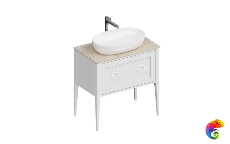 PL.CN.80.1+1\WHT.M Тумба PLAZA Classic NEO напольная 1+1 ящик 80, белая матовая