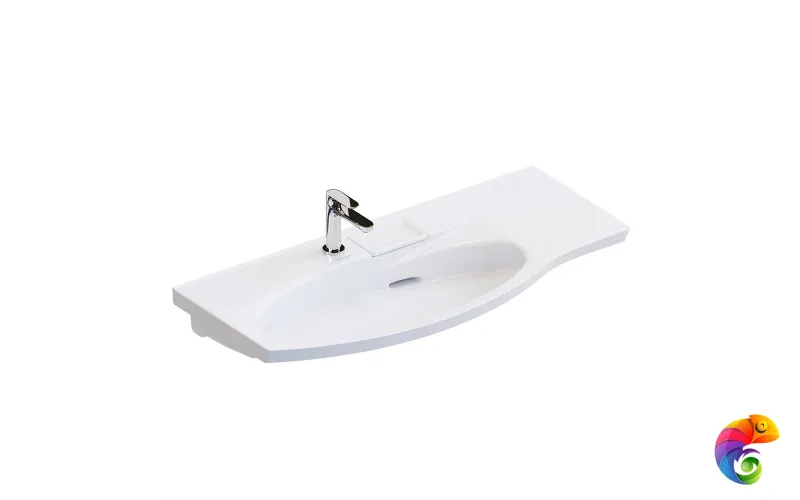 RV.wb.100Lh Раковина RIVA мебельная левая с крепежом 100, белая глянцевая