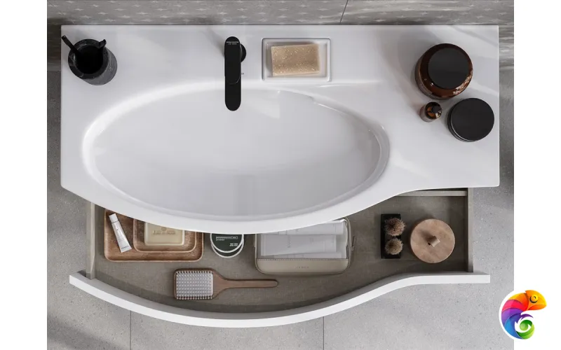 RV.wb.100Lh Раковина RIVA мебельная левая с крепежом 100, белая глянцевая