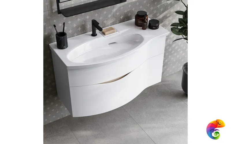 RV.wb.100Lh Раковина RIVA мебельная левая с крепежом 100, белая глянцевая