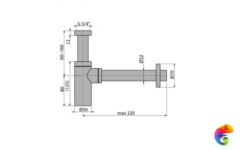 A400 Сифон для умывальника цельнометаллический