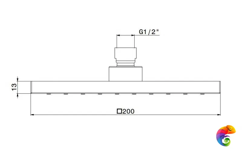 26598KM.21.018 Латунная верхняя квадратная душевая лейка FUTURA «тропический дождь, без кронштейна, хром