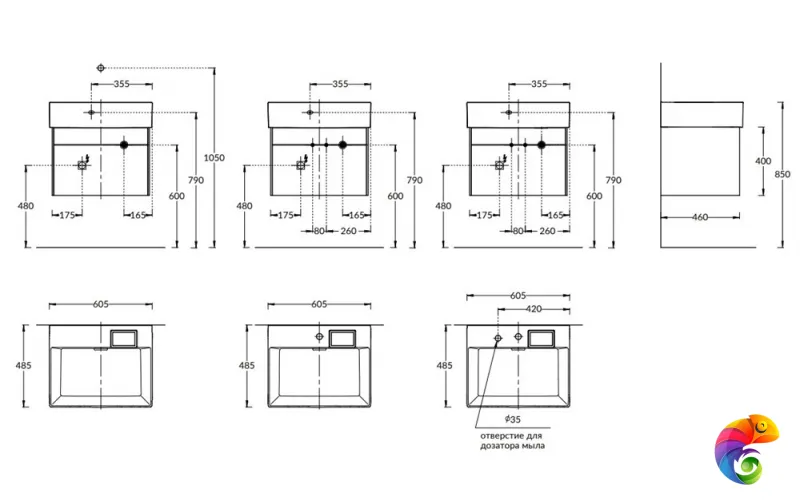 LOG.60.2/SAN Тумба LOGICA подвесная 2 ящика 60 см, песчаный
