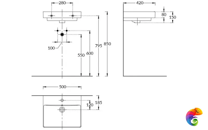 PROR.wb.50 Раковина PRO мебельная/подвесная 50, белая глянцевая