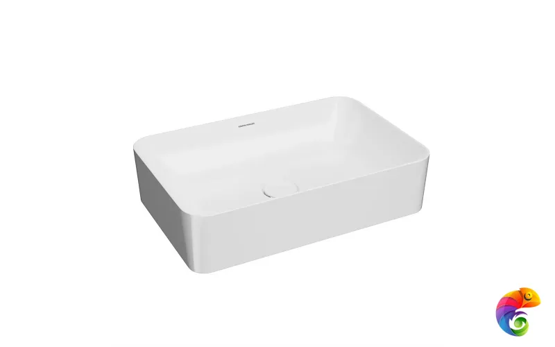 PLR.wb.55q Раковина PLAZA накладная 55, прямоугольная, белая глянцевая