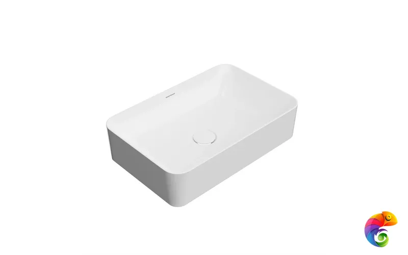 PLR.wb.55q Раковина PLAZA накладная 55, прямоугольная, белая глянцевая