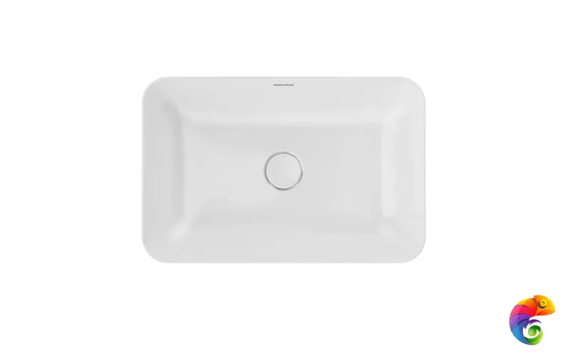 PLR.wb.55q Раковина PLAZA накладная 55, прямоугольная, белая глянцевая