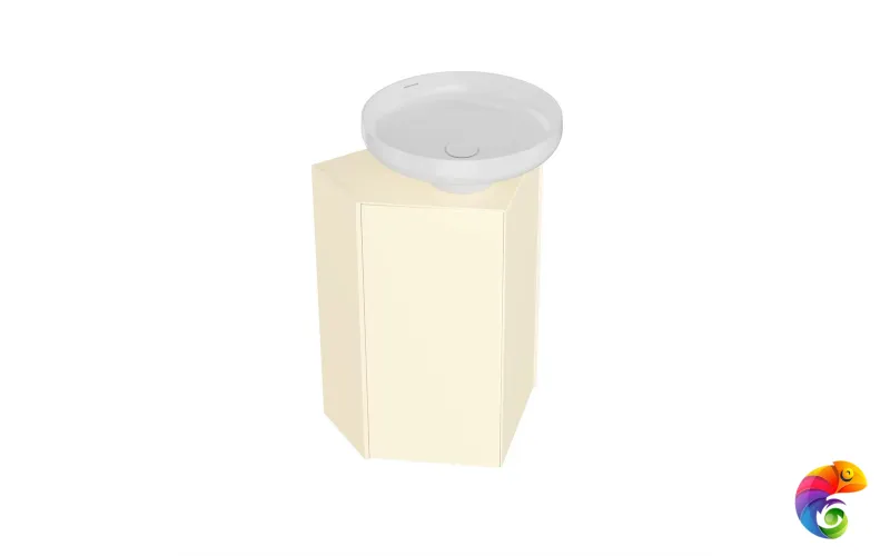 KMCACb50MBt0 Тумба-модуль CARAVAN под раковину со столешницей без боковин, подвесная 50, push, сливочная матовая