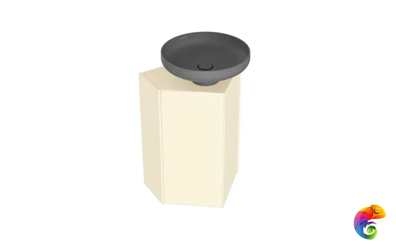 KMCACb50MBt0 Тумба-модуль CARAVAN под раковину со столешницей без боковин, подвесная 50, push, сливочная матовая