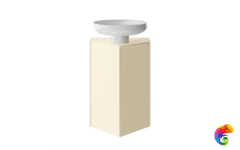 KMCACb50MBt0 Тумба-модуль CARAVAN под раковину со столешницей без боковин, подвесная 50, push, сливочная матовая