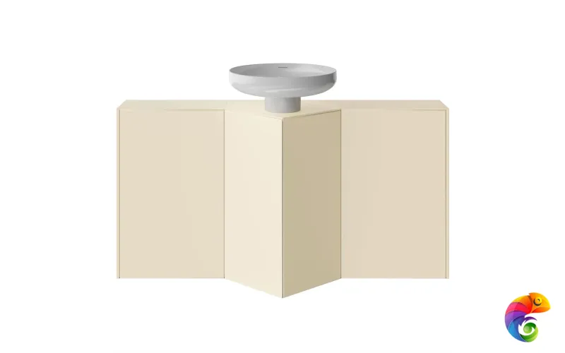 KMCACb50MBt0 Тумба-модуль CARAVAN под раковину со столешницей без боковин, подвесная 50, push, сливочная матовая
